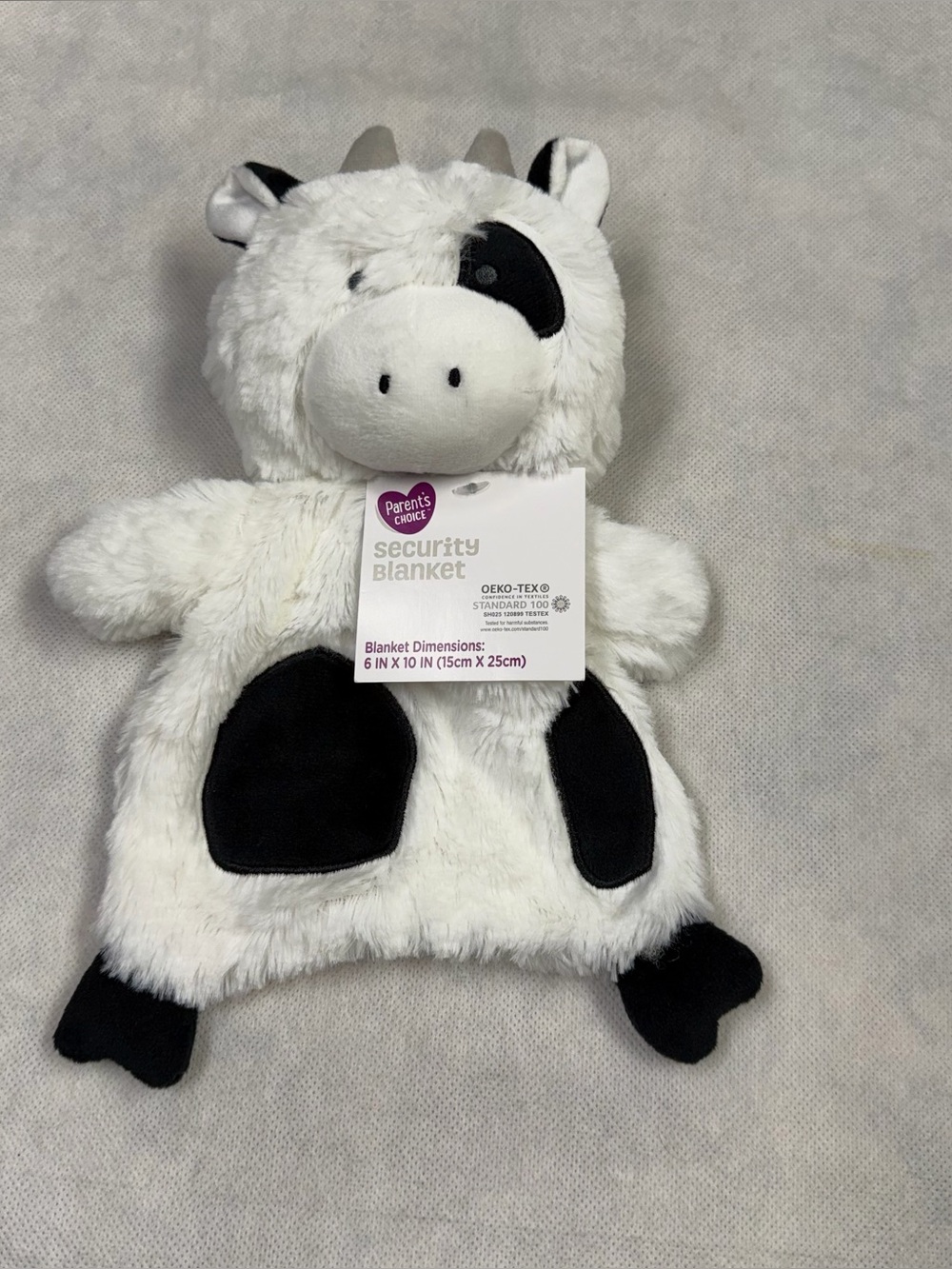 Parent's Choice Brand Plush Cow Lovely Baby Security Blanket 6x10”